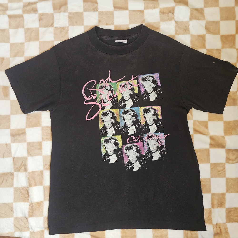 Rod Steuart Out Of Order Black Concert T-Shirt with Colorful Design Vintage Worn